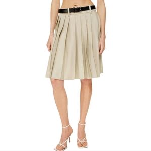 Aritzia Babaton Pedestal Pleated Wool Skirt Khaki Women's 10